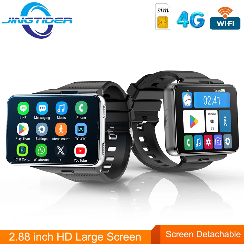 

Upgrade S999 4G Android 11 OS Smart Watch MTK6761 Quad Core 2.88 inch HD Screen Detachable 4GB 64GB Dual Camera GPS WIFI Compass