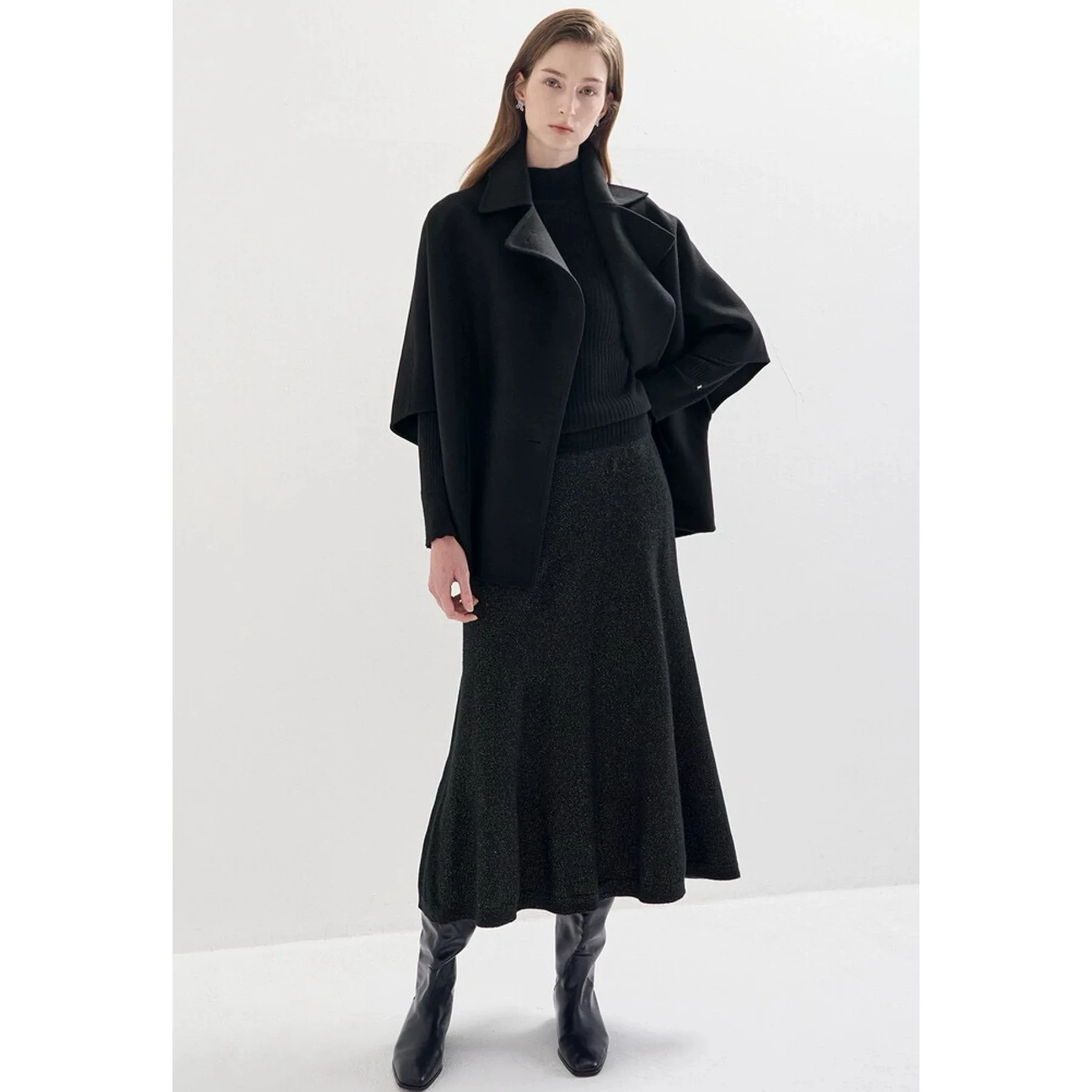 

Double-Sided Wool Camere Coat Casual Lemon Cheese LAN25 Autumn Commuter Loose Fit Mid-Sve Windbreaker Women's Faion