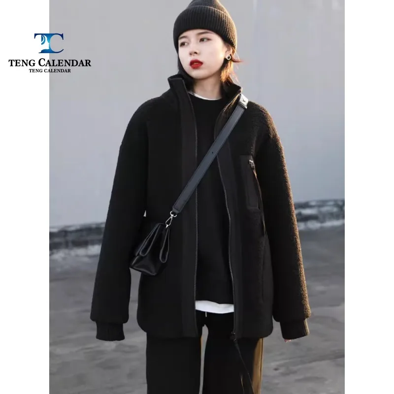 Women's Artificial Fur Coat, Korean Version Patchwork Loose Particle, Sheep Cut Velvet Coat, Women's Autumn and Winter Coat, New