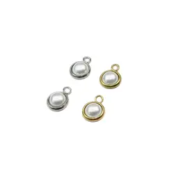 10pcs Stainless Steel Plastic Pearls Stones Jewelry Charms Pendant DIY Handcraft Waterproof Antiallergic
