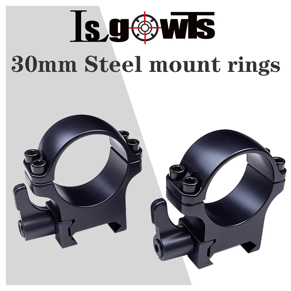

2Pcs /Set Steel Scope 30mm Rings Quick Release Low Profile For 20mm Rail Hunting Scopes Ring Mount