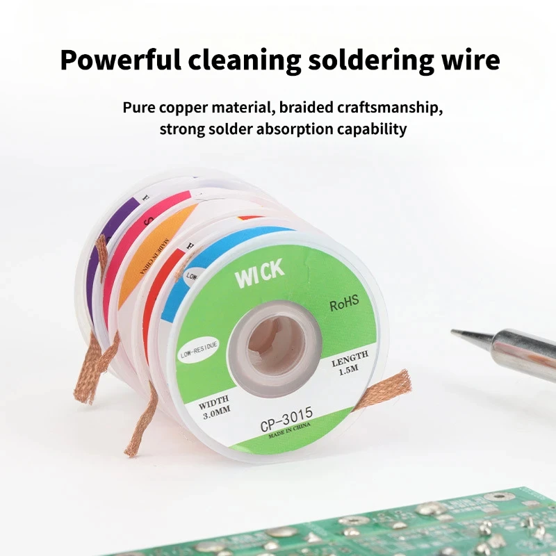 

10PCS Copper Desoldering Braid Wick for Solder Removal and PCB Cleaning, 3.0m Length, 1.0-4.0mm Width Set