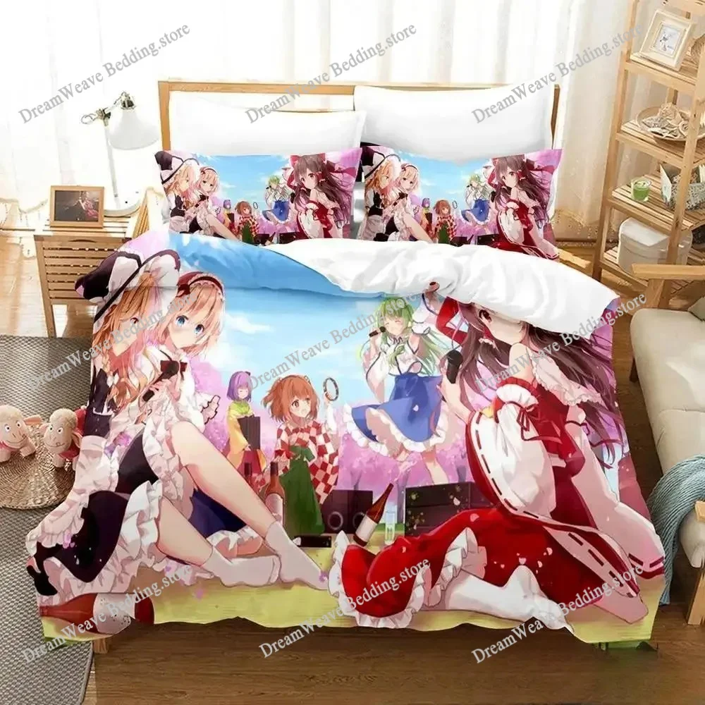

3D Print Anime Game Touhou Project Bedding Set Duvet Cover Bed Set Quilt Cover Pillowcase Comforter King Queen Size Boys Adult