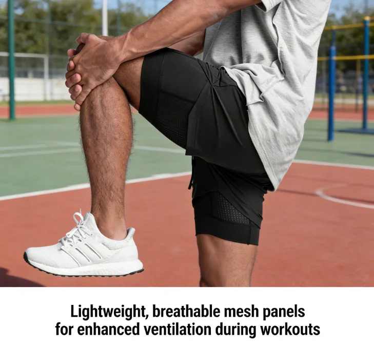 

Мужские летние спортивные шорты для фитнеса, двухслойные дышащие шорты для баскетбола с защитой от просвечивания, шорты для бега и тренировок 2-в-1