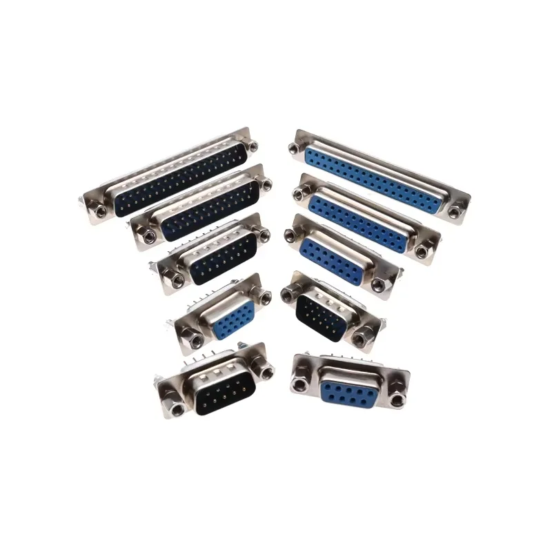 D-sub PCB Mounting Connector 9/15/25/37 Pin Straight 180 Degree Male Female Plug DB9 DB15 DB25 DB37 for Computer Network