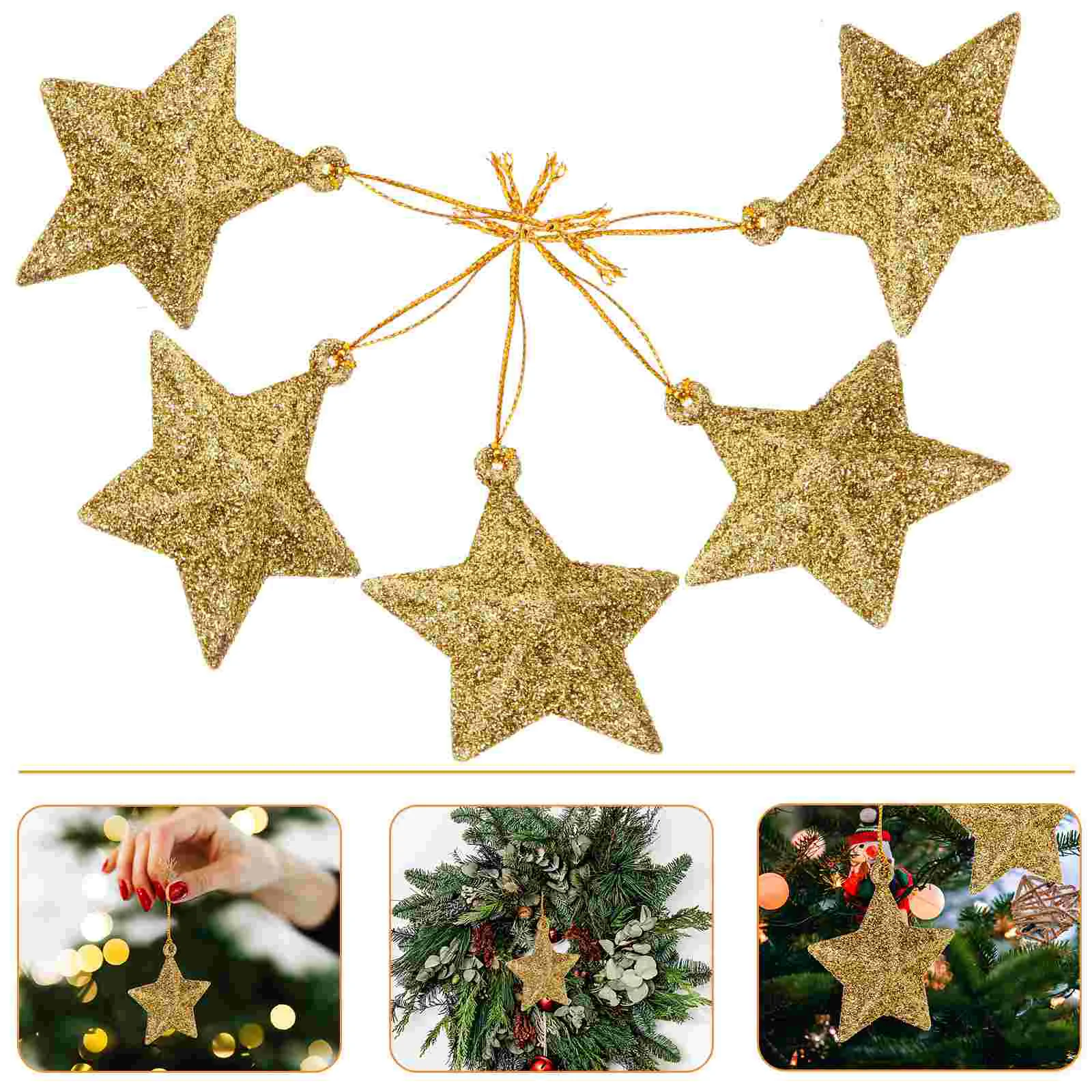 

Pentagram Christmas Tree Pendants for Xmas Plastic Hanging Party Props Star-shaped Ornaments Delicate Decor