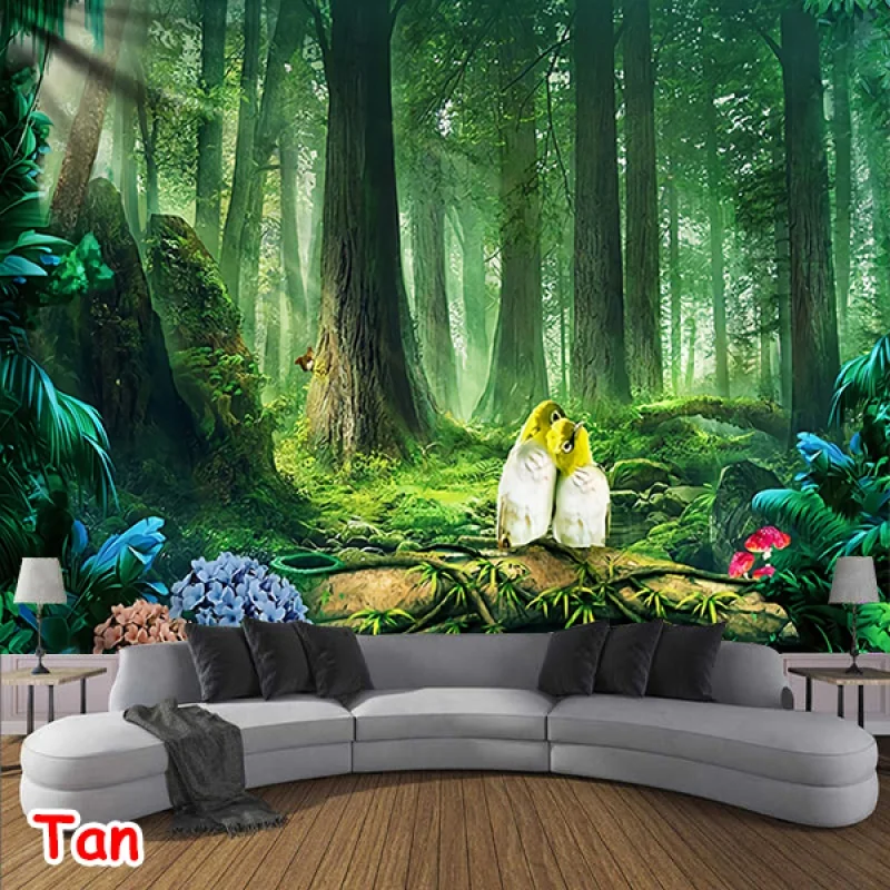Forest Wall Tapestry Flower Birds Decoration Tapestry Wall Hanging Psychedelic Tapestries 3D Tapestry Decor Mural Home Decor