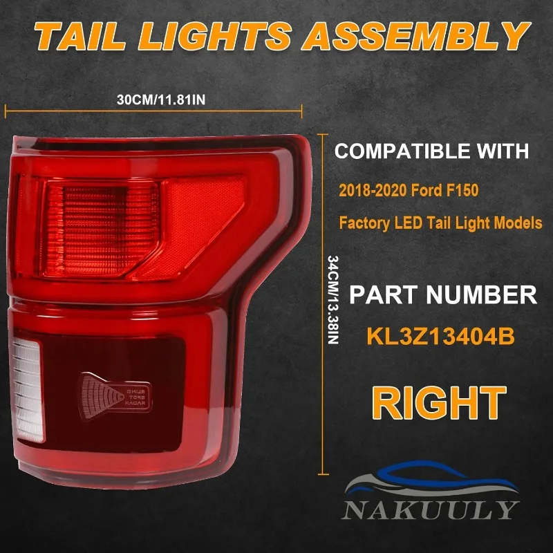 LED Tail Light with Blind Spot Compatible With Ford F150 2018 2019 2020 Right Passenger Side Taillight Rear