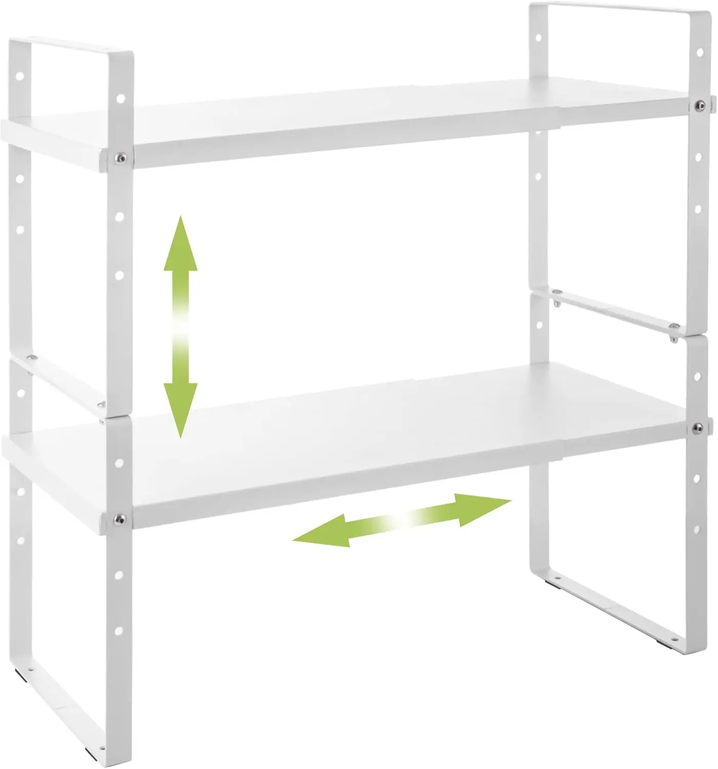 

Stackable Kitchen Counter Storage Shelves Stand, Adjustable Height Pantry Shelf Spice Rack (White, 2 Pack)