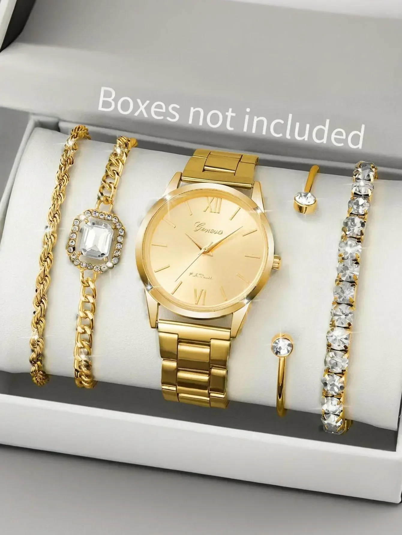 5pcs/set quartz watch set necklace bracelet ring earring exquisite jewelry set