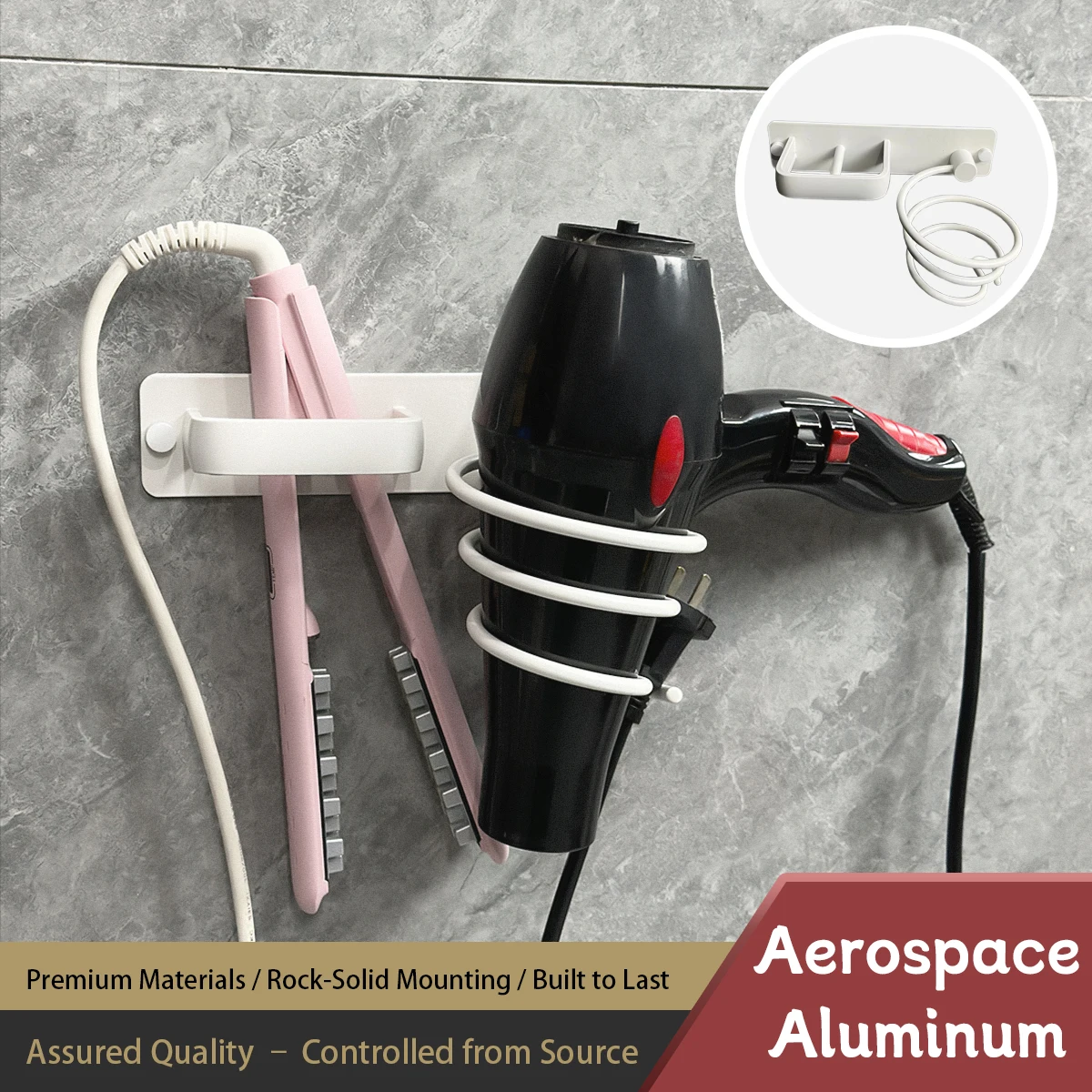 

Space Aluminum Hair Dryer Rack Storage Rack Hair Dryer Storage Rack Hair Dryer Holder