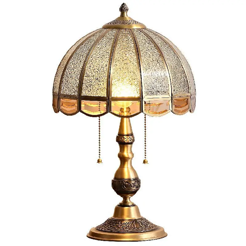 TYLA Modern Brass Table Lamp LED Retro Creative European Glass Desk Light for Home Living Room Bedroom Bedside Decor