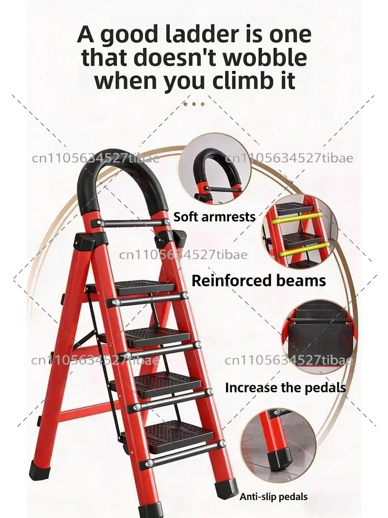 Folding Ladder Portable Multi Function Household Step Ladder Thickened Indoor A Frame Ladder Adjustable Stool