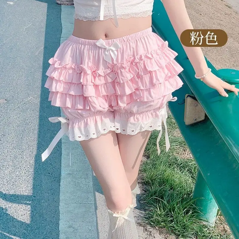 New Tender Pink Lolita Pumpkin Pants Cute Cake Skirt Pants Bottoming Multi-layer Shorts