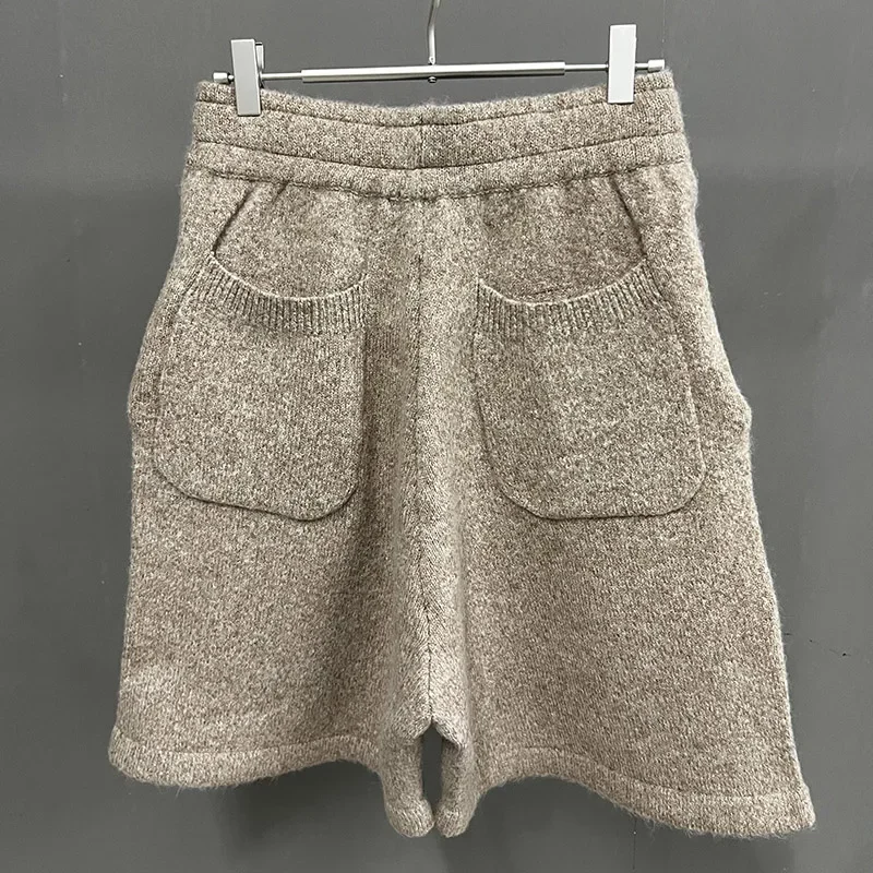 Best Quality Summer Classic CB Logo Jacquard Knit Shorts Men Women Camel Deep Blue Drawstring Oversized Breeches Inside Tags