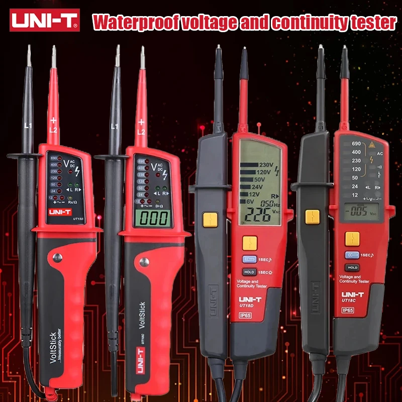 

UNI-T Waterproof Voltage Continuity Tester Digital Voltmeter Voltage Probe Automatic Range Phase Sequence Continuity Multimeter