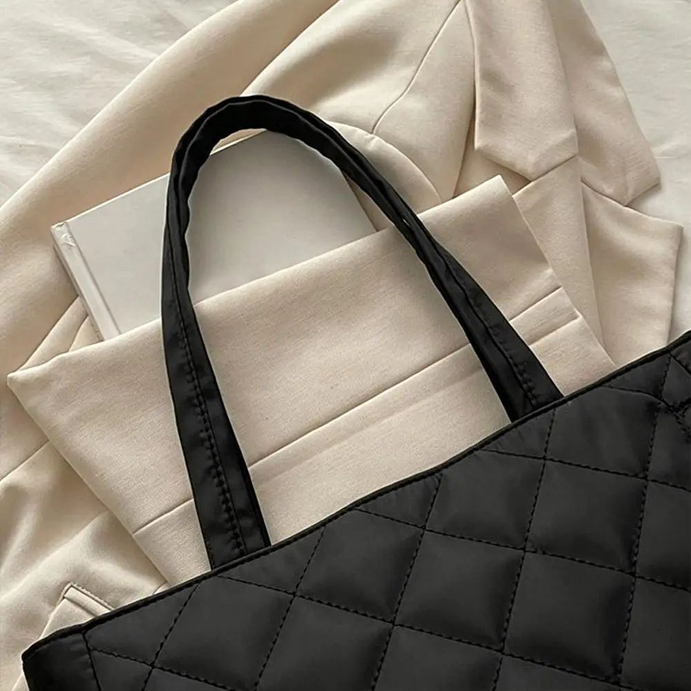 Mehrtaschen-Damen-Umhängetasche im Postboten-Stil, mit Rautenmuster, aus Baumwolle, als Kleider- und Schultertasche, große Kapazität, lässige Nylon-Schultertasche. – Detail 20