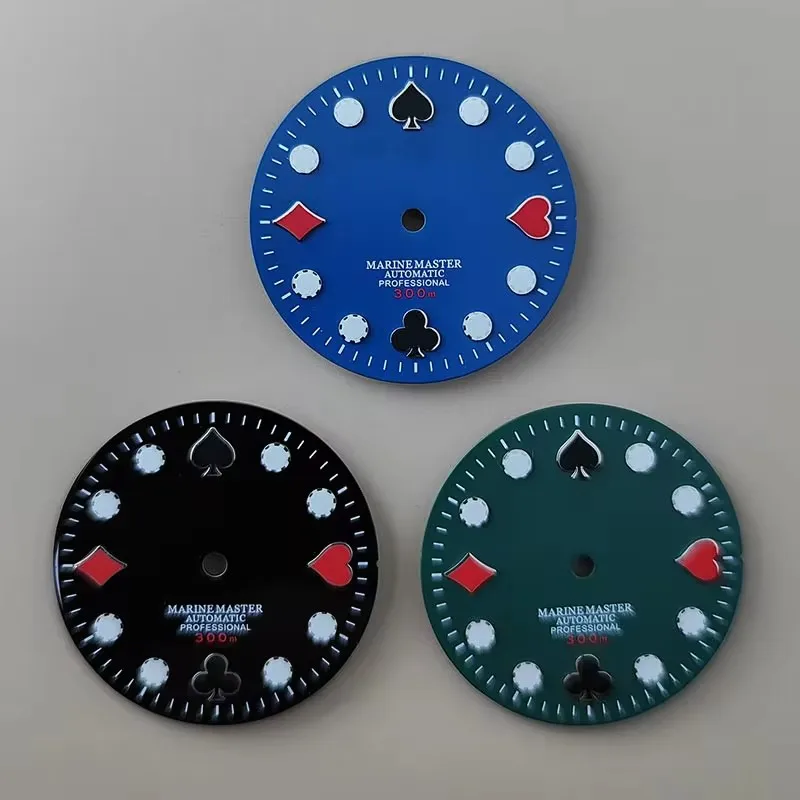 The new NH35 modified dial is suitable for NH36 mechanical movement, literal green, luminous calendarless dial, 28.5mm