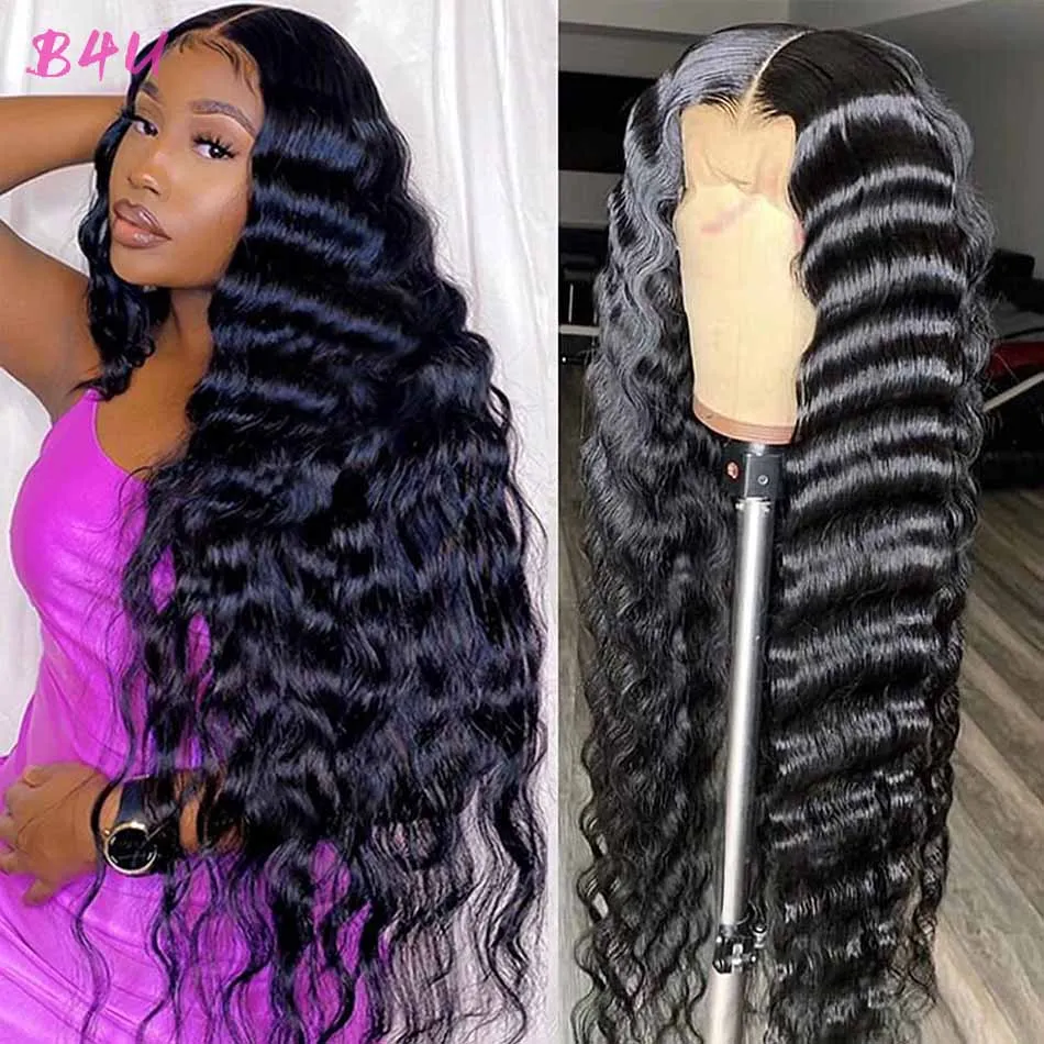 Loose Deep Wave 13x4 HD Lace Frontal Wig Brazilian Transparent 13x4x1 Water Curly Lace Frontal Wig For Women Glueless Baby Hair