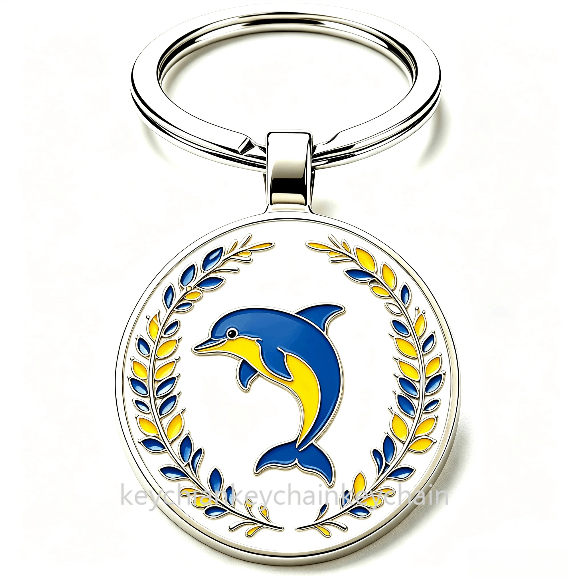 Ukraine Blue Yellow Dolphin Keychain Pendant Key Ring Bag Car Key Chain Souvenir Gift