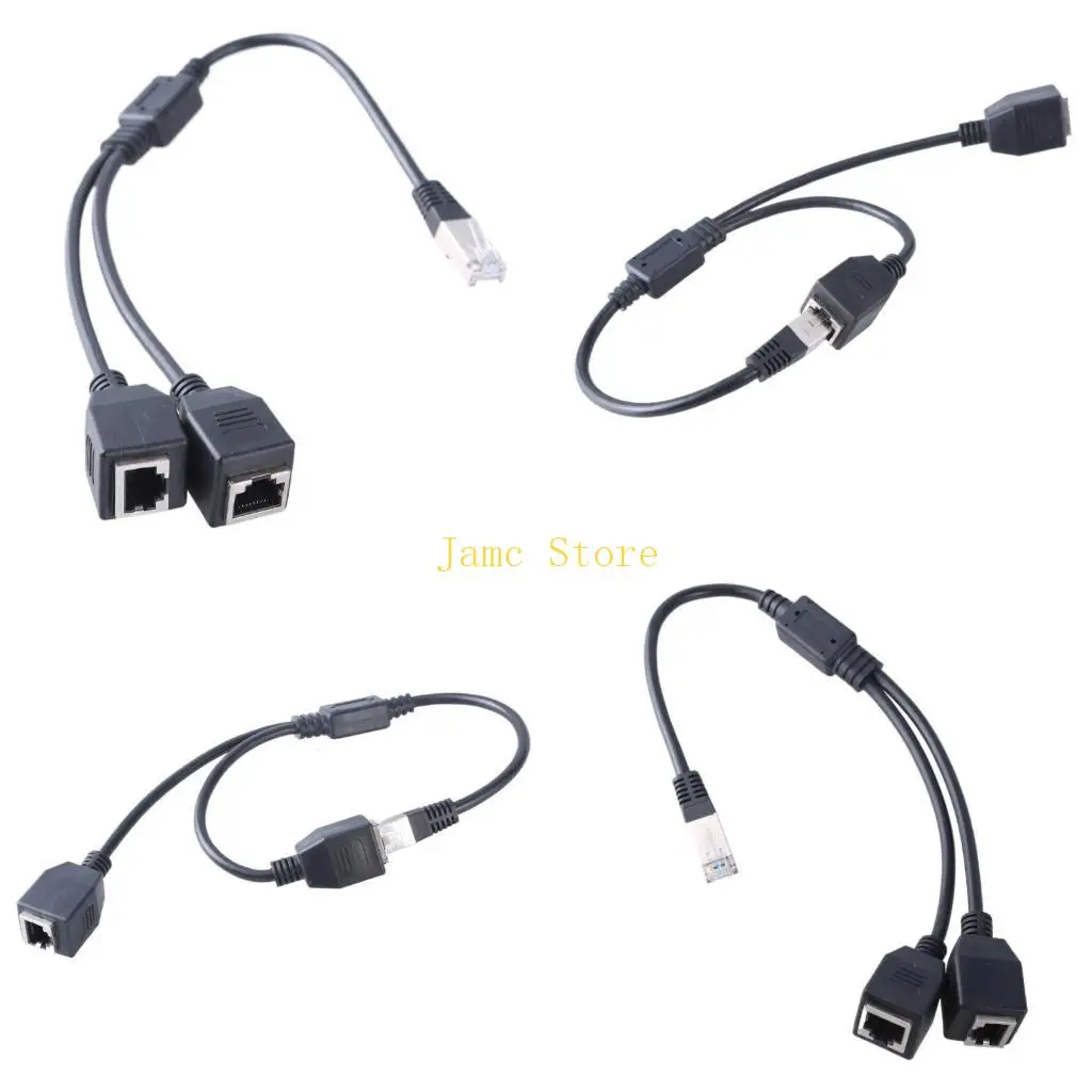 

LX0B Multiple Device RJ45 LAN Networking Splitter 1 Male to 2 Female Y Adapter Cable Ethernet Extension Cable