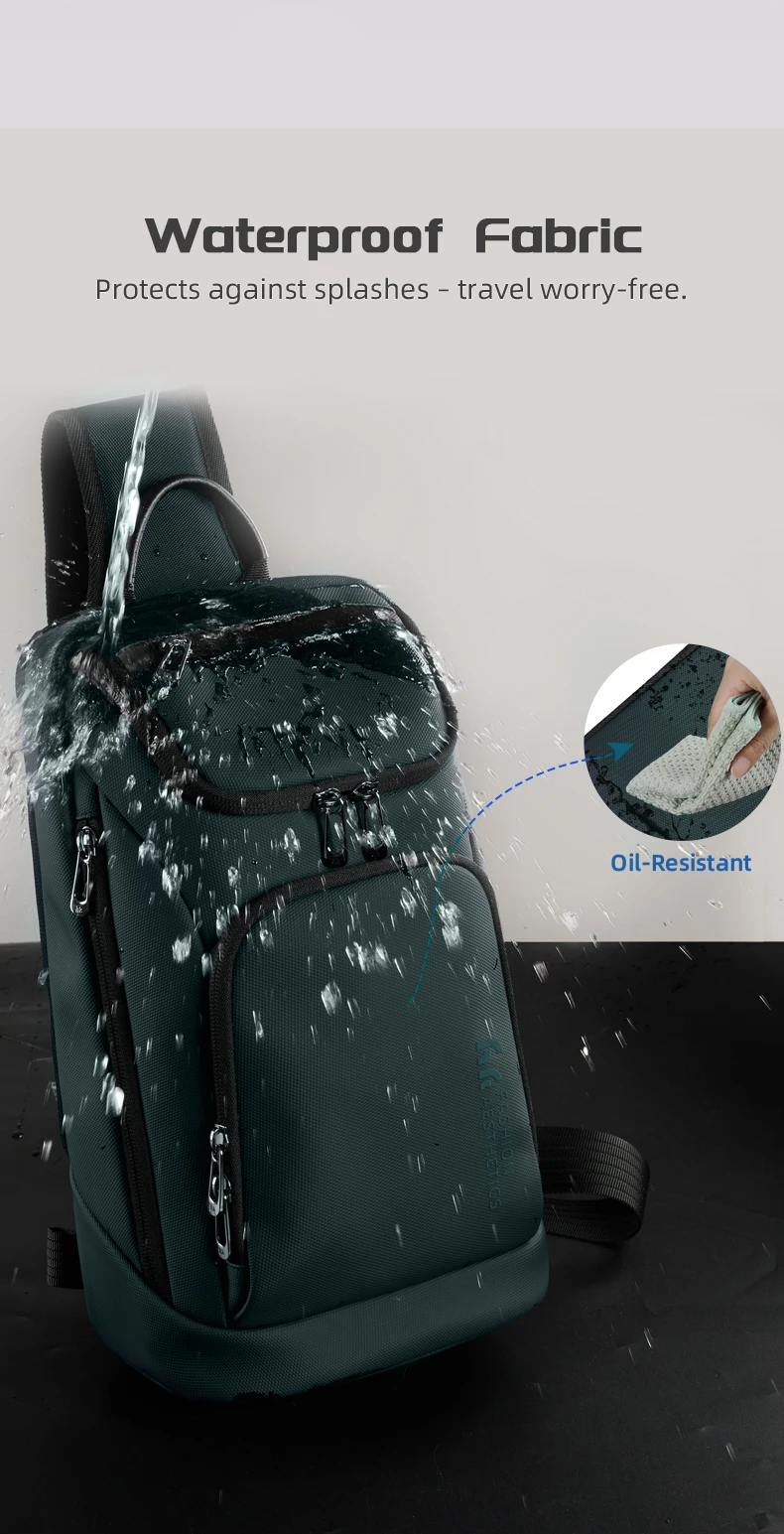 Heroic Knight Multifunktionale Herren-Handtasche mit großem Fassungsvermögen, wasserdichte Oxford-Brusttasche, lässige Umhängetasche für Herren für Outdoor-Sportarten – Detail 6