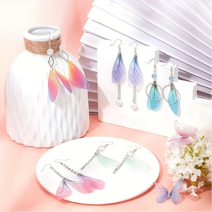 10/20/50pcs Bag Key Accessories Artificial CharmsDIY Dragonfly Wings Pattern Shaped Earrings Necklace Jewelry Decoration view 2