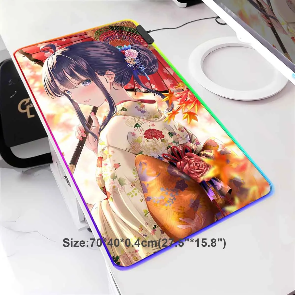 

Yukinoshita Yukino Anime RGB Backlit Mouse Pad Mouse Mat LED Luminou Large Mouse Pad Yukino Non-Slip MousePad Gamer Keyboard Mat