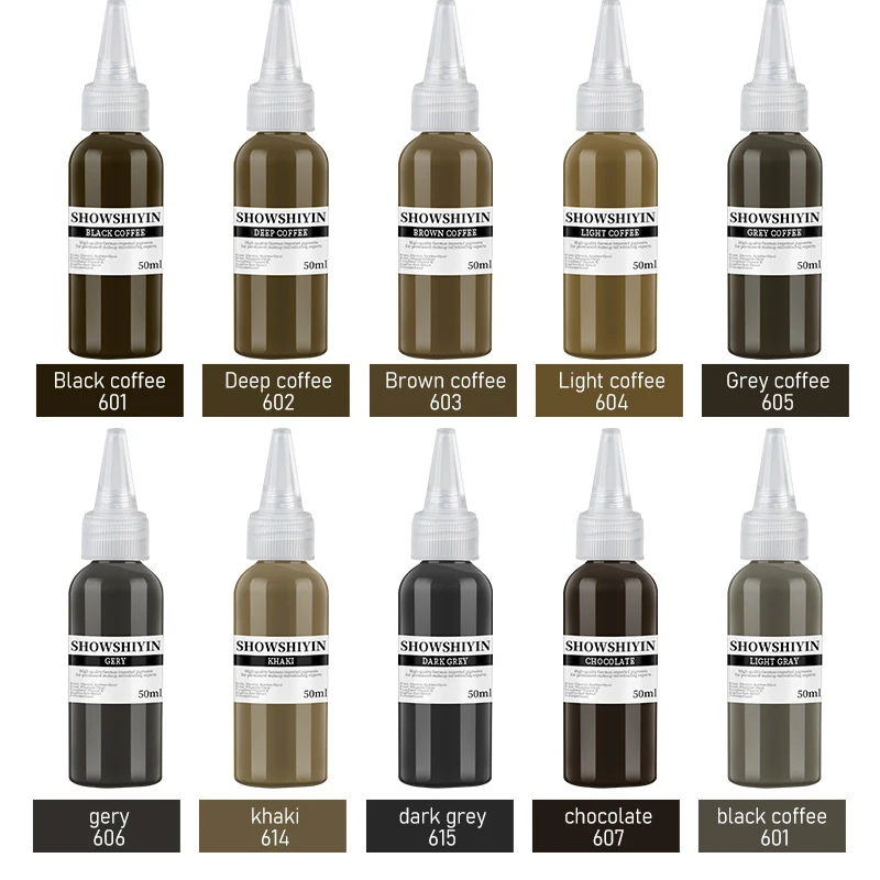 50ml Micropigmentatie Pigment Tattoo Verf Inkt Voor Permanente Make-Up Wenkbrauw Lip Pmu Microblading Biologische Vloeibare Body Art OEM