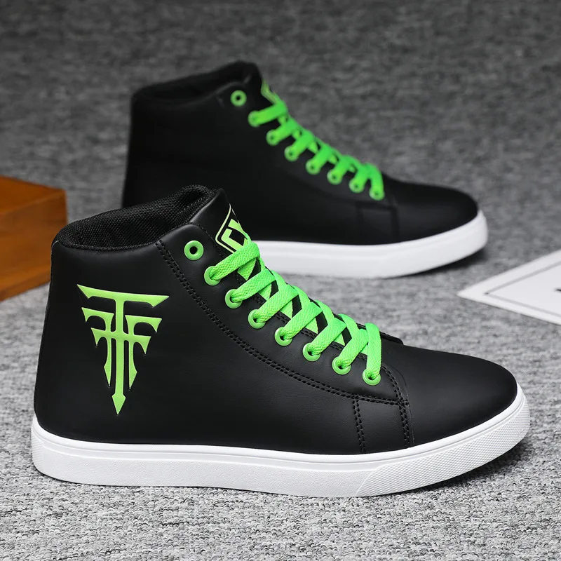 White Vulcanized Sneakers Men's Flats Comfortable Shoes Lace up Zapatillas Hombre Autumn Spring Black Sneakers Drop Shipping