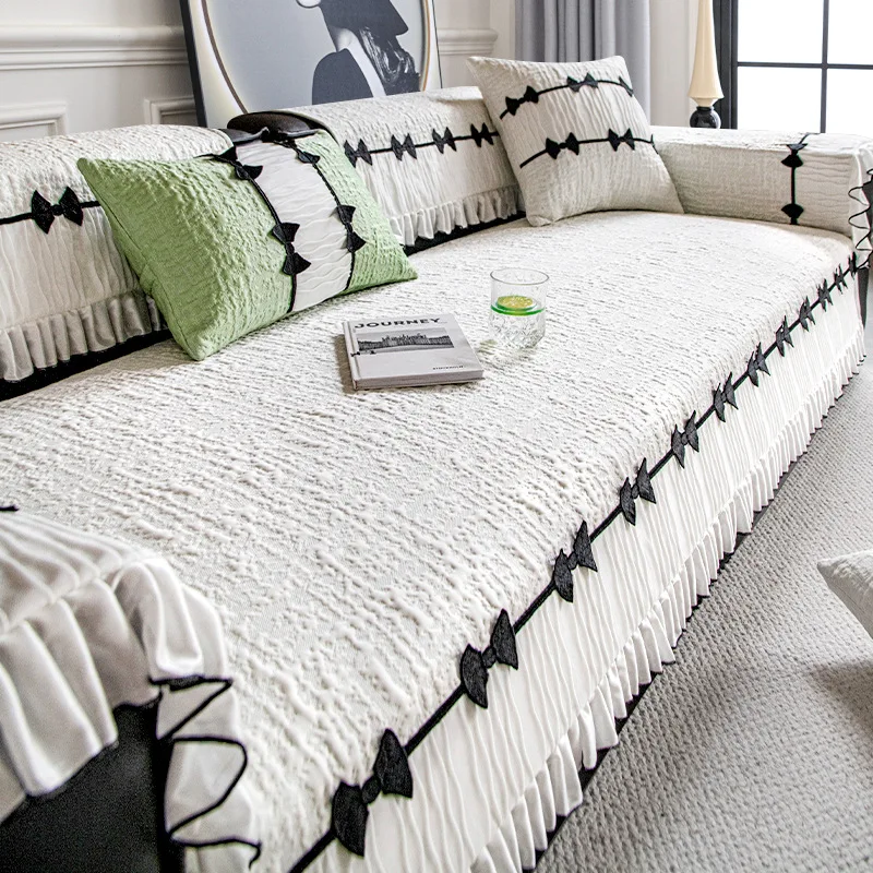 

Breathable Ice Silk Couch Cover Summer Cooling Sofa Cushion Soft Comfort Sofa Towel Home Decor Anti-Skid Sofa Protector Luxury