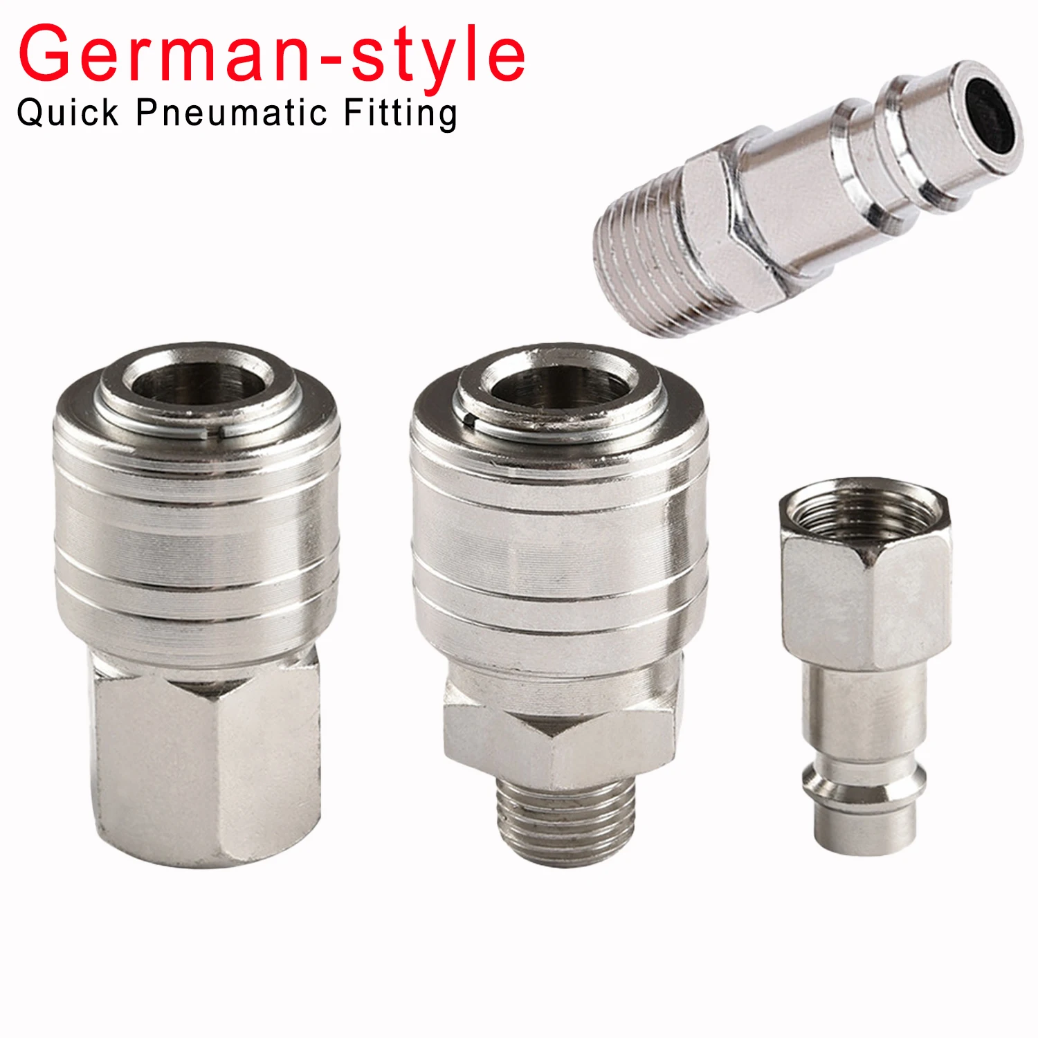 German Style Pneumatic Quick Coupler Air Hose Fitting, 1/4