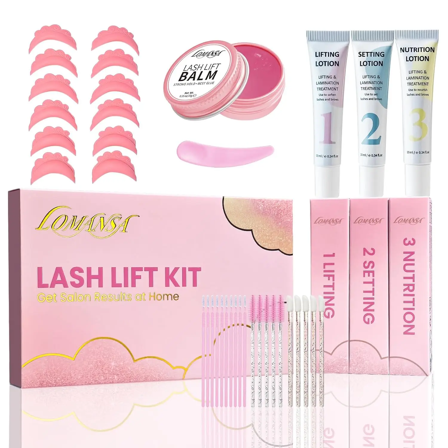 

Lomansa New Lash Lift Kit Подъемные ресницы Стойкий 6-8 недель Lash Perm Усилитель ресниц Простой в использовании с инструментами для макияжа с открытыми глазами