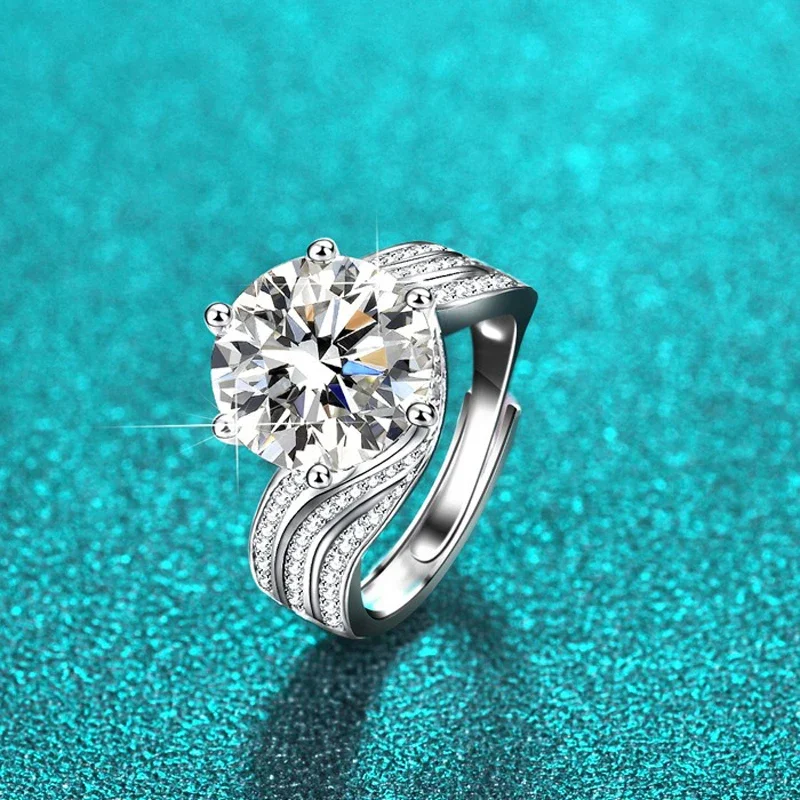 Nabest Women Men Jewelry Supplier Luxury 5ct Moissanite VVS1 D Color Rings 925 Sterling Silver Diamond Charming Ring GRA Test