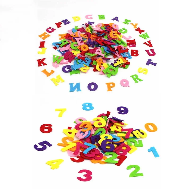 Felt Craft color numbers English letters children\'s diy handmade material pack 100pcs 3D Wall Decoration Kindergarten Layout