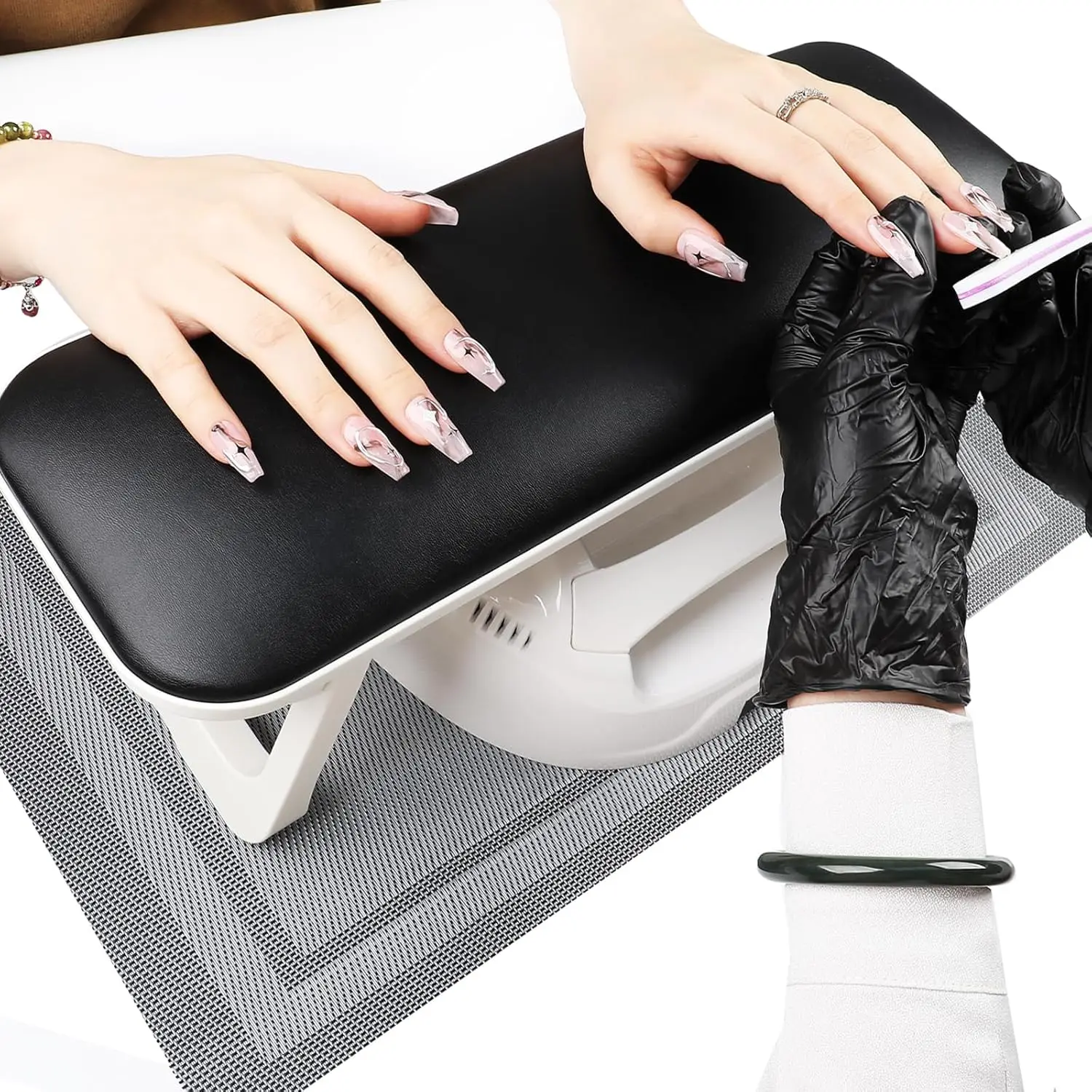

Big Foldable PU Leather Nail Arm Rest - Non-Slip with PVC Mat for Acrylic Nails & Salon