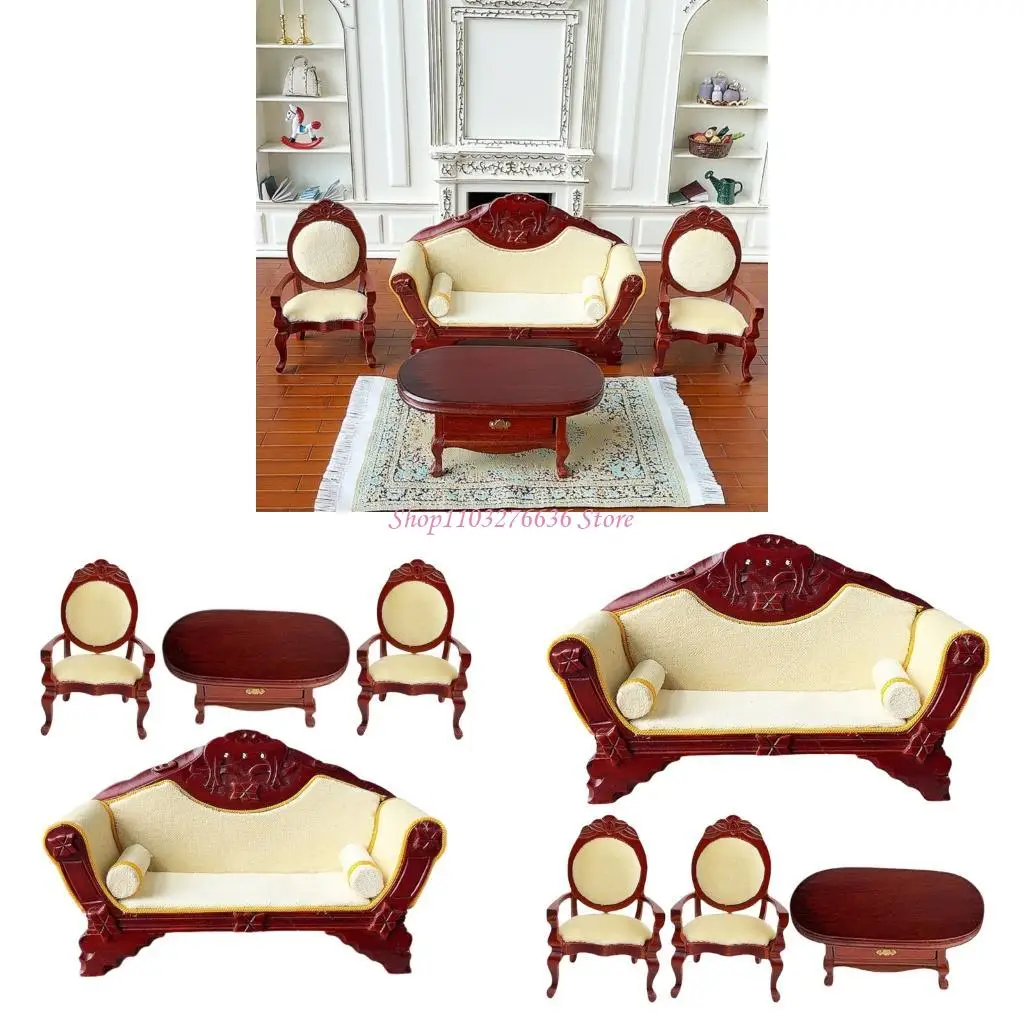 

R6FD Vintage 1:12 Масштабная деревянная гостиная кресло кресло декора