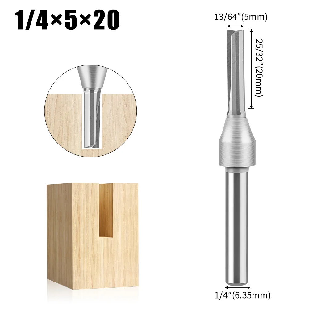1/4mm Handle TCT Straight Cutter Woodworking Milling Cutter Trimming Machine Slotting Cutter Right Angle Cutter