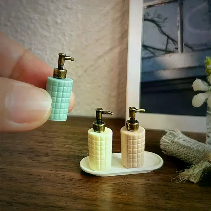 Miniature Lotion Soap Dispenser Grid Texture Mini Dollhouse Accessory Ideal Gift for Micro Scene Enthusiast Doll House Decor