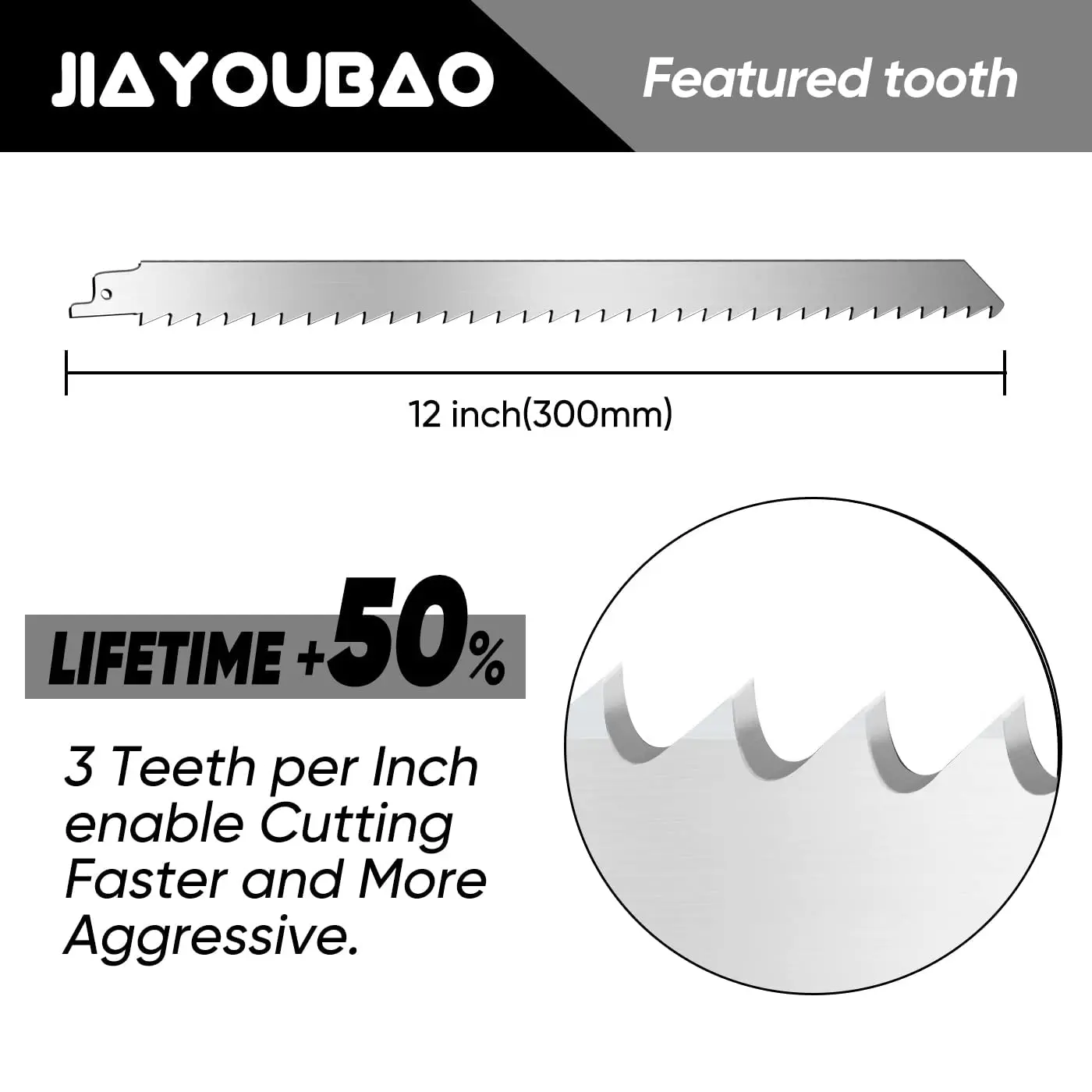 12inch Stainless Steel Reciprocating Saw Blades, Suitable for Cutting Meat, 3Tpi Saw Blade Set, for Cutting Turkey Meat, Ice Cubes, Bones, and Trimming Wood (4-Piece Set)