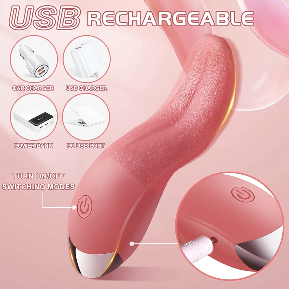 10 Speeds Tongue Licking Vibrator for Women Oral Nipple Clitoris Stimulator Silicone Vibrators Sex Toys Goods for Female Adults