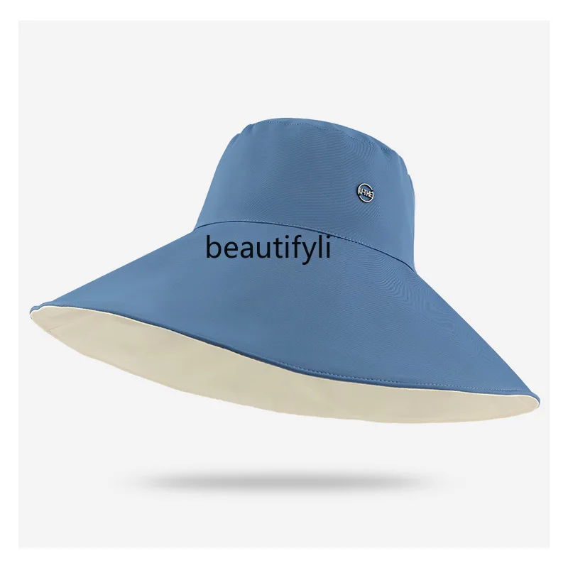 

zqBucket Hat Women's Brim Sun Protection Hat Face Cover Ultraviolet-Proof Summer Sun-Shade Beach Hat Sun Hat