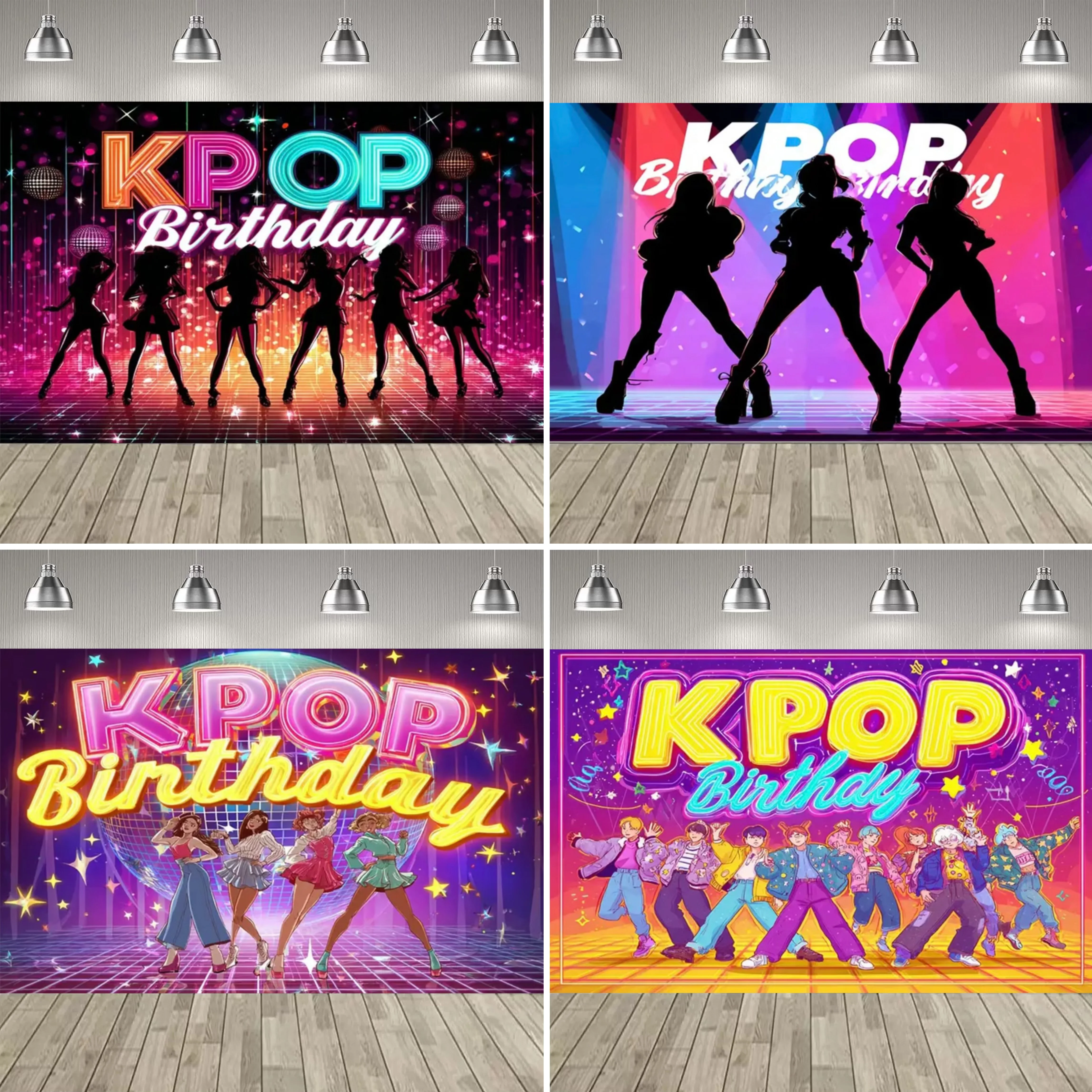 K POP Ball Thema Party Dekoration Hintergrund Neon Disco Dance Ball K-POP Geburtstag Party Dekoration Banner Party Supplies