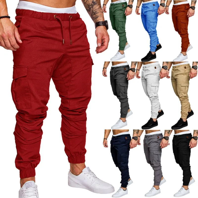 

Fashion Male Trousers Mens Joggers Solid Multi-pocket Pants Sweatpants Men Pants Hip Hop Harem Joggers Pants Running men's gym