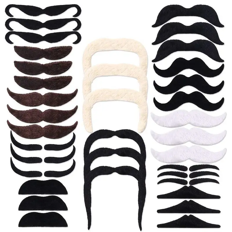 36 Pack Self Adhesive Fake Mustaches Novelty For New Year's Eve Party Supplies