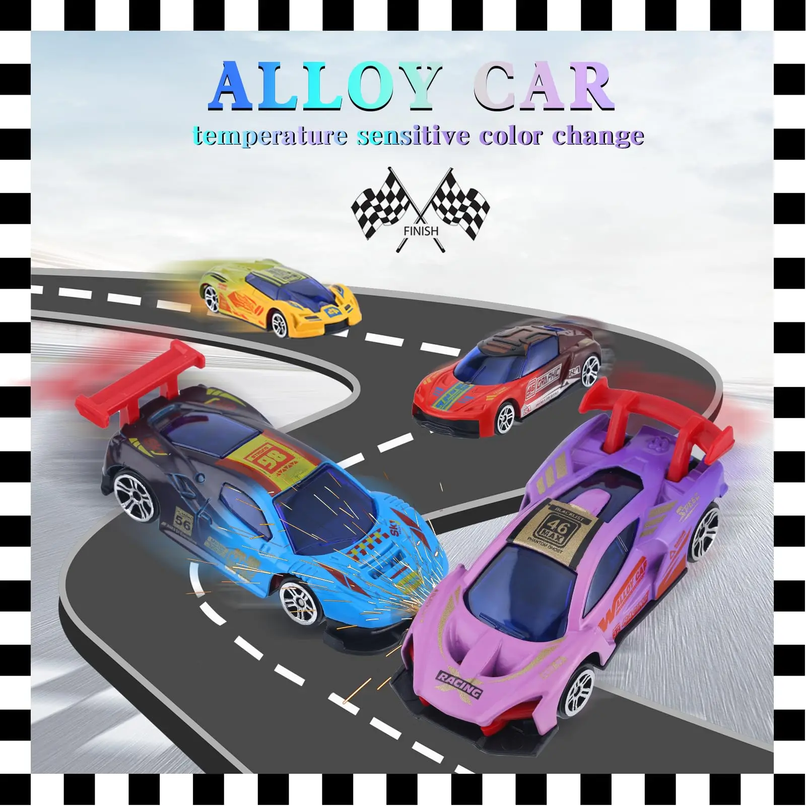 合金製オフロードモデルミニセットおもちゃレーシングカー、温度感知慣性車、お風呂/プール/水遊び用