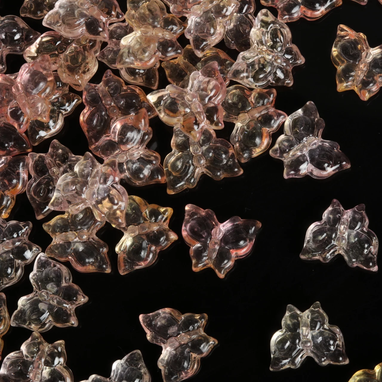 160/320pcs 12x15mm Clear Orange Butterfly Shaped Glass Beads For Earrings Bracelets Necklaces Jewelry Making Materials Wholesale