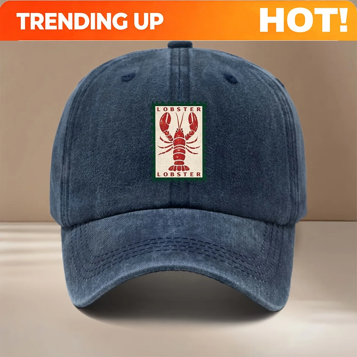 Customization This Is A Baseball Cap With A Lobster Stamp Pattern, Lightweight, Stylish, And Adjustable In Size. It's A Unisex T