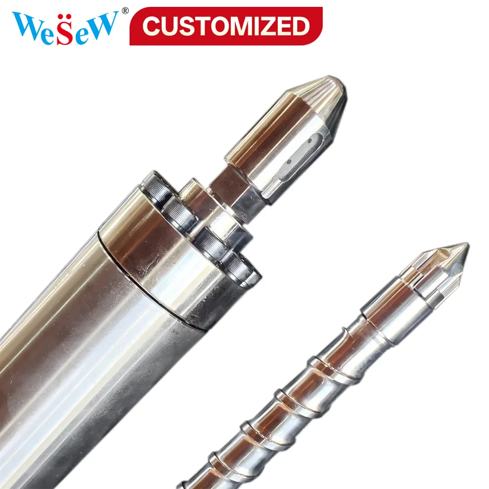 Custom-made SACM645 screw and barrel 38CrMoAIA injection molding machine with PP bimetal/nitrided/chrome-plated screw and barrel