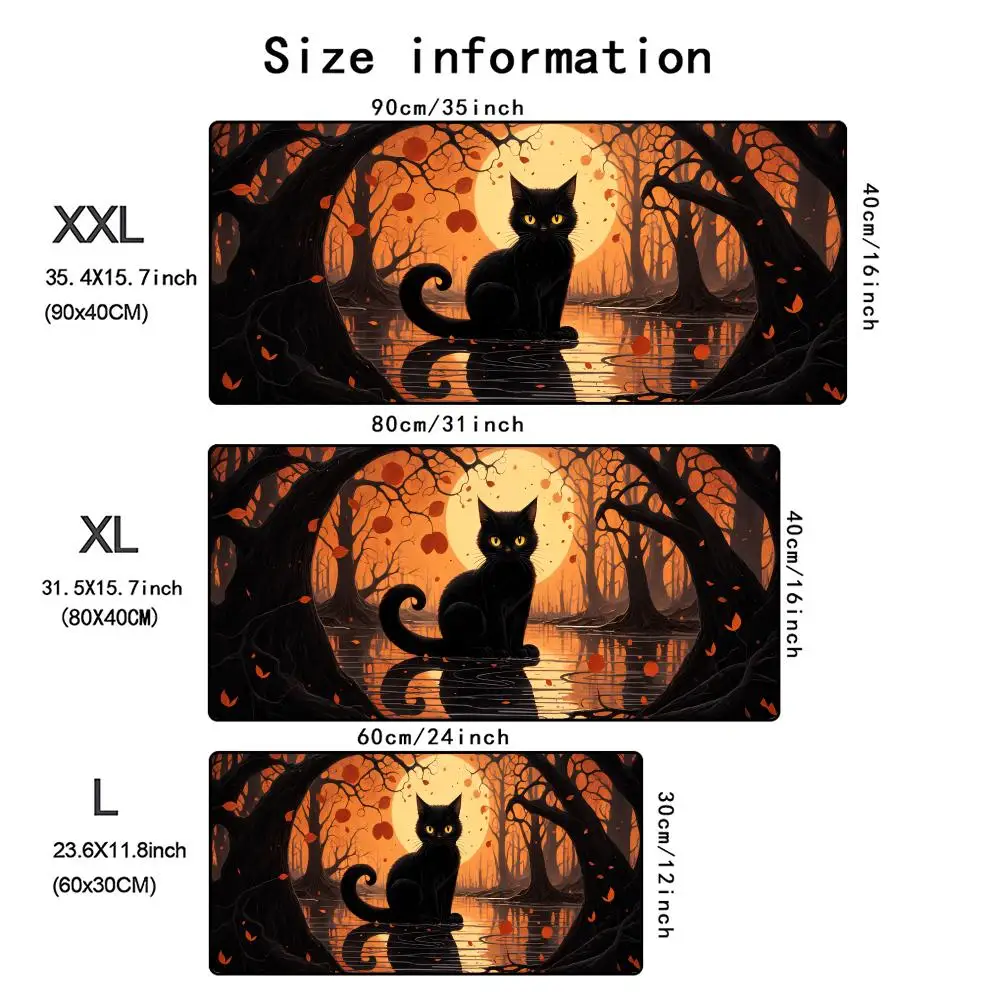 لطيف القط الأسود ماوس الوسادة Esports مكتب مكتب للحاسوب شخصي حصيرة لعبة الملحقات لوحة الماوس XXL المطاط المضادة للانزلاق HD الألعاب مكتب طويل حصيرة